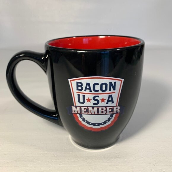 Lehigh Valley Ironpigs "BACON USA MEMBER" Black Coffee Mug Cup Pennsylvania Mugs - Picture 2 of 6